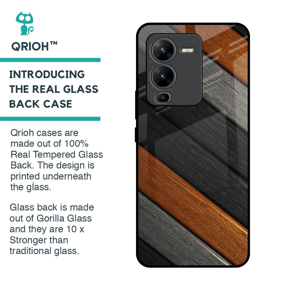 Tri Color Wood Glass Case for Vivo V25 Pro