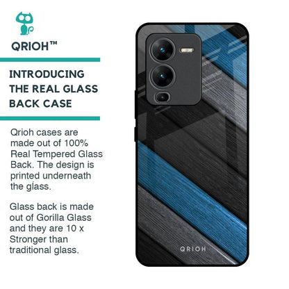 Multicolor Wooden Effect Glass Case for Vivo V25 Pro
