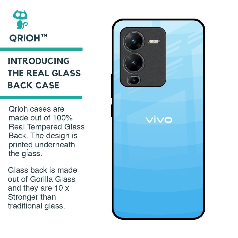 Wavy Blue Pattern Glass Case for Vivo V25 Pro