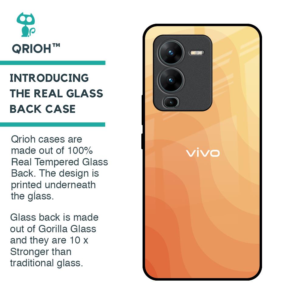 Orange Curve Pattern Glass Case for Vivo V25 Pro