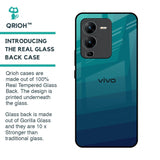 Green Triangle Pattern Glass Case for Vivo V25 Pro
