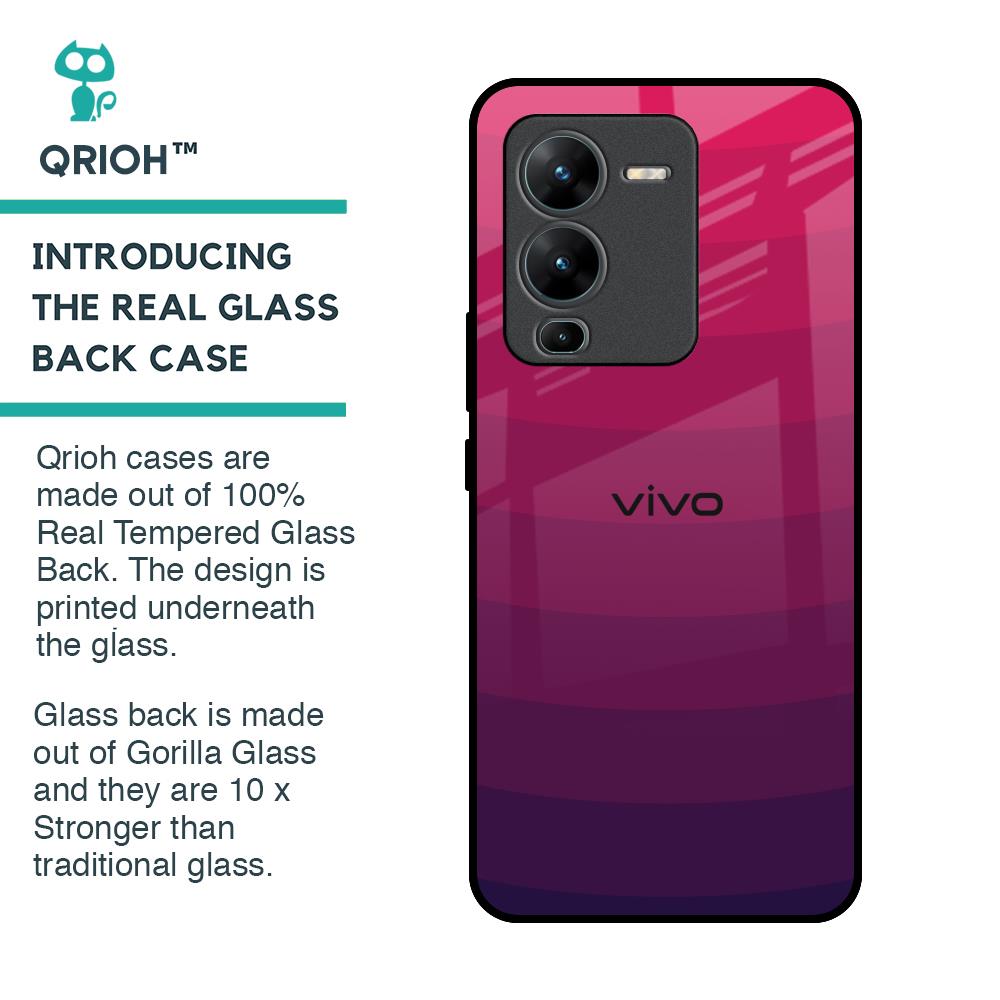Wavy Pink Pattern Glass Case for Vivo V25 Pro