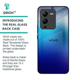 Blue Rhombus Pattern Glass Case for Vivo V25 Pro
