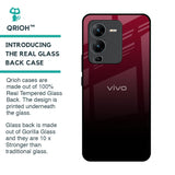 Wine Red Glass Case For Vivo V25 Pro