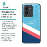 Pink & White Stripes Glass Case For Vivo V25 Pro