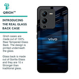 Blue Rough Abstract Glass Case for Vivo V25 Pro