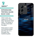 Blue Rough Abstract Glass Case for Vivo V25 Pro