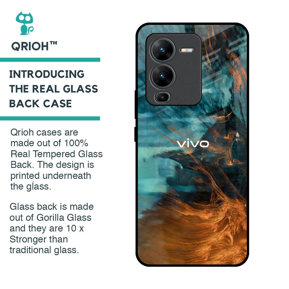 Golden Splash Glass Case for Vivo V25 Pro