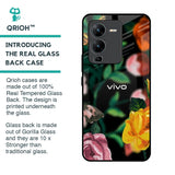 Flowers & Butterfly Glass Case for Vivo V25 Pro