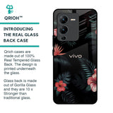 Tropical Art Flower Glass Case for Vivo V25 Pro