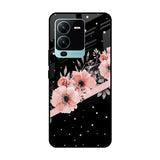 Floral Black Band Vivo V25 Pro Glass Cases & Covers Online