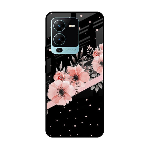 Floral Black Band Vivo V25 Pro Glass Cases & Covers Online