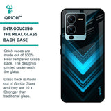 Vertical Blue Arrow Glass Case For Vivo V25 Pro