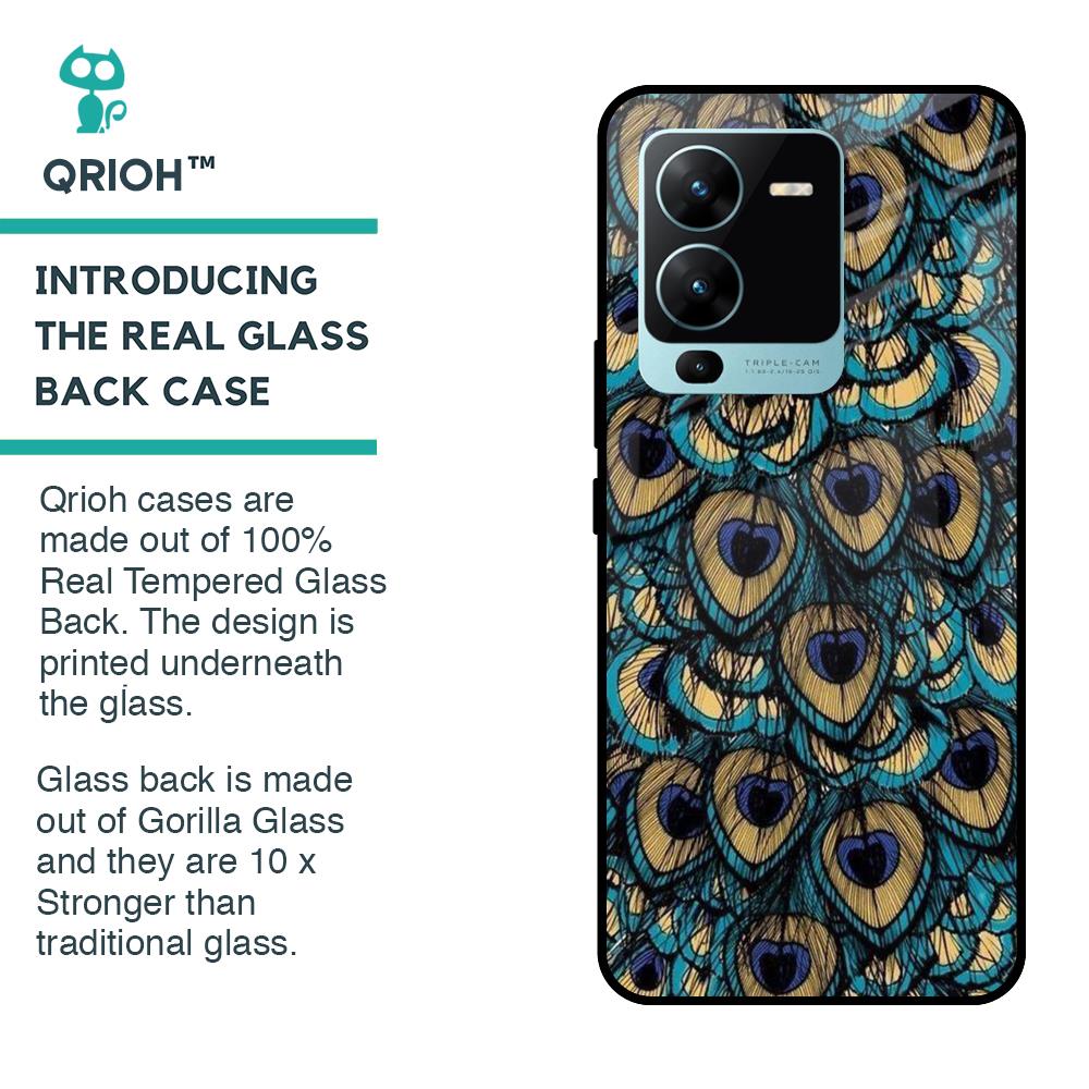 Peacock Feathers Glass case for Vivo V25 Pro