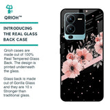 Floral Black Band Glass Case For Vivo V25 Pro