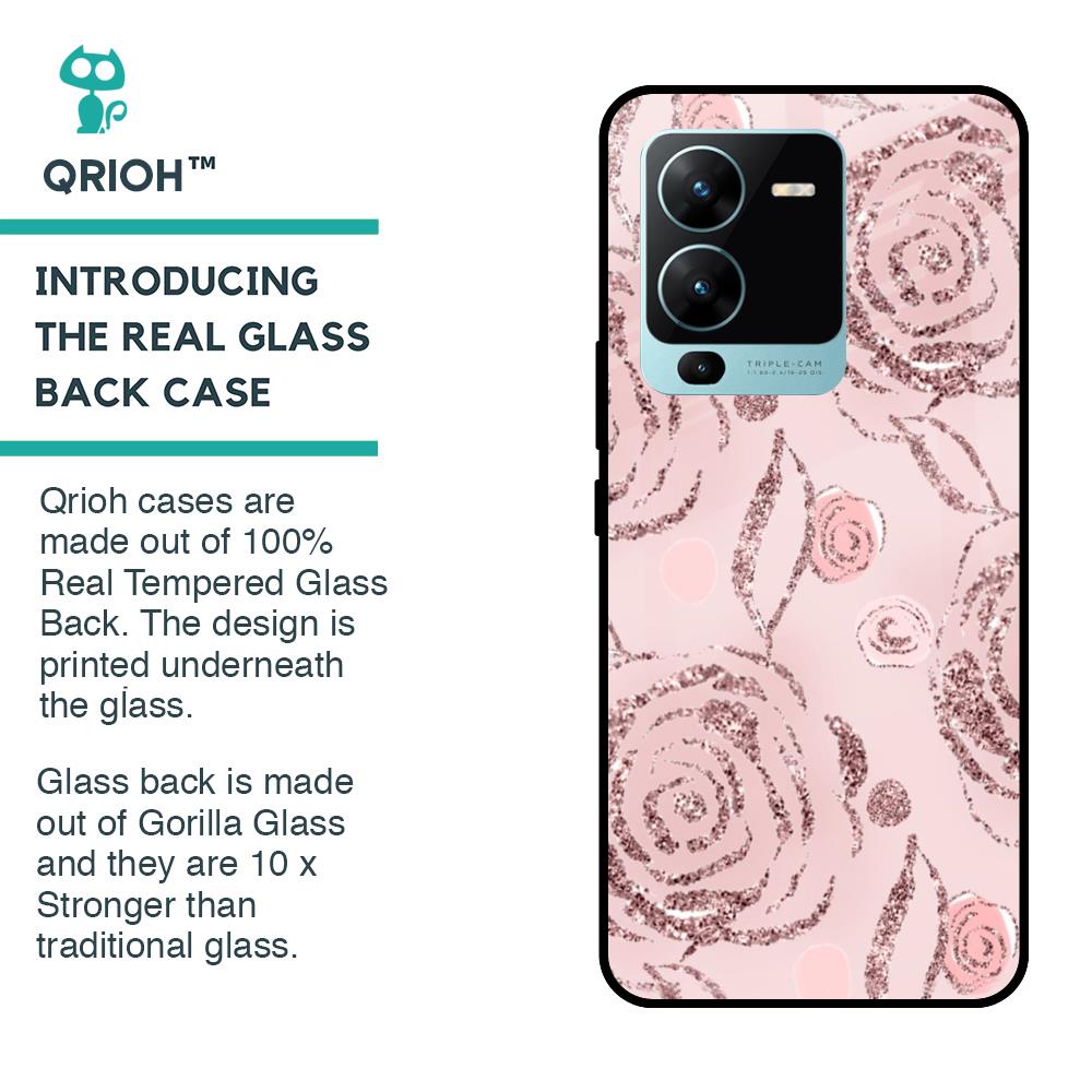 Shimmer Roses Glass case for Vivo V25 Pro