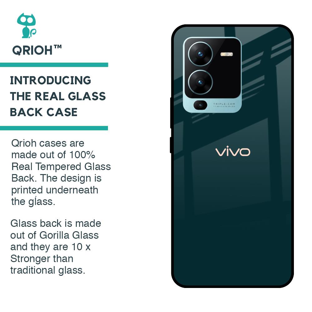 Hunter Green Glass Case For Vivo V25 Pro