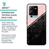 Marble Texture Pink Glass Case For Vivo V25 Pro
