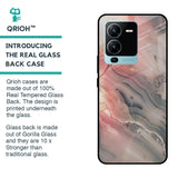 Pink And Grey Marble Glass Case For Vivo V25 Pro