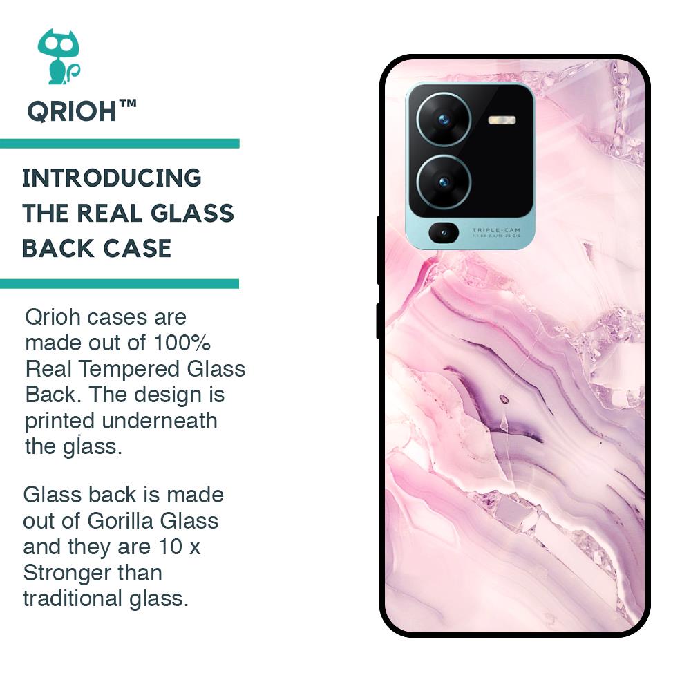Diamond Pink Gradient Glass Case For Vivo V25 Pro