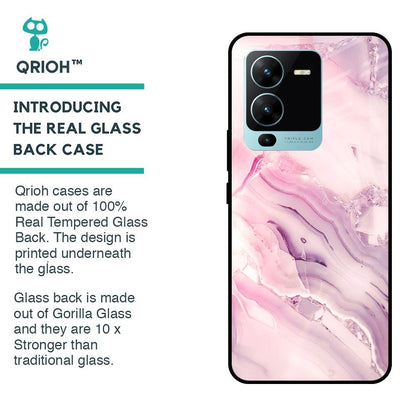 Diamond Pink Gradient Glass Case For Vivo V25 Pro