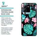 Tropical Leaves & Pink Flowers Glass case for Vivo V25 Pro