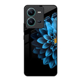 Half Blue Flower Vivo V25 Glass Back Cover Online