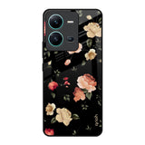 Black Spring Floral Vivo V25 Glass Back Cover Online