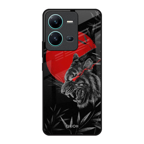 Red Moon Tiger Vivo V25 Glass Back Cover Online