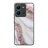 Pink & Gold Gllitter Marble Vivo V25 Glass Back Cover Online