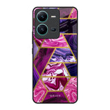 Electroplated Geometric Marble Vivo V25 Glass Back Cover Online