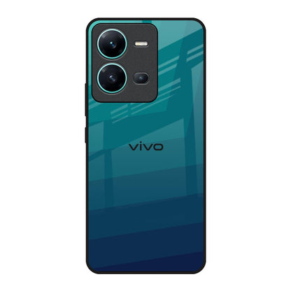 Green Triangle Pattern Vivo V25 Glass Back Cover Online