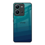 Green Triangle Pattern Vivo V25 Glass Back Cover Online
