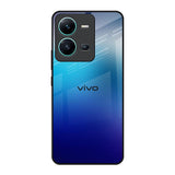 Blue Rhombus Pattern Vivo V25 Glass Back Cover Online