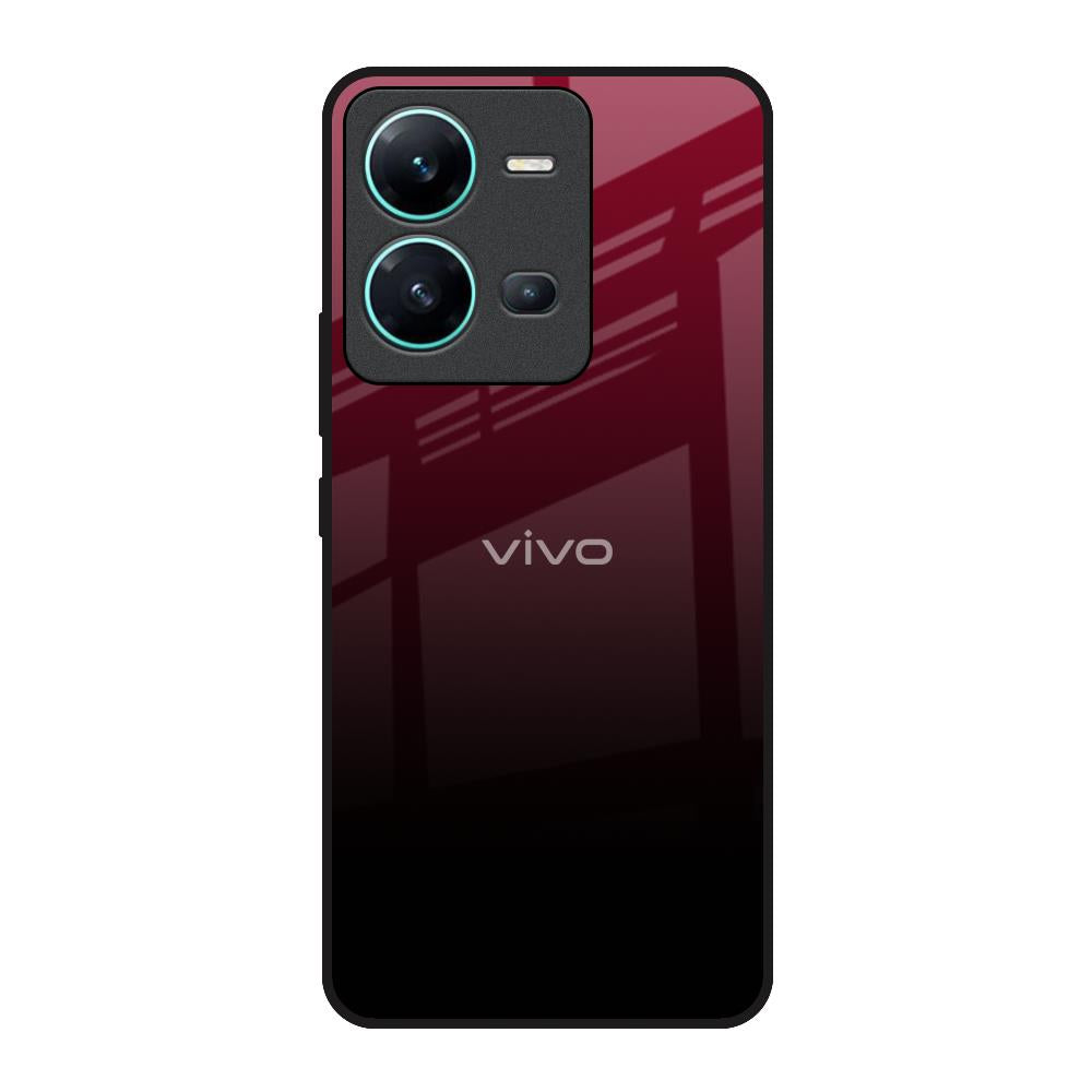 Wine Red Vivo V25 Glass Back Cover Online