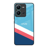 Pink & White Stripes Vivo V25 Glass Back Cover Online