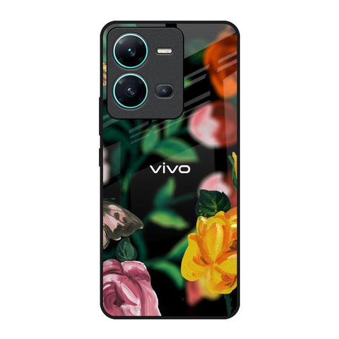 Flowers & Butterfly Vivo V25 Glass Back Cover Online