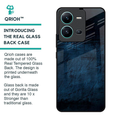 Dark Blue Grunge Glass Case for Vivo V25