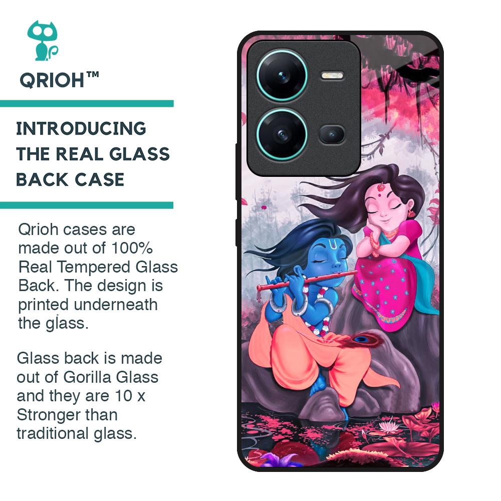 Radha Krishna Art Glass Case for Vivo V25
