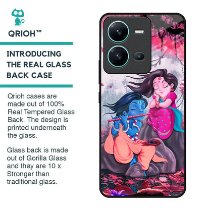 Radha Krishna Art Glass Case for Vivo V25