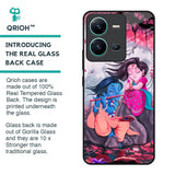 Radha Krishna Art Glass Case for Vivo V25
