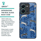 Blue Cheetah Glass Case for Vivo V25