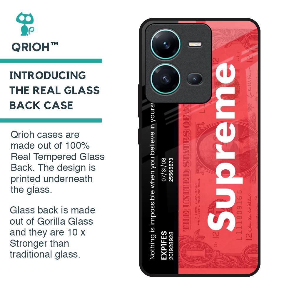 Supreme Ticket Glass Case for Vivo V25