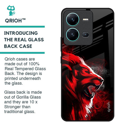 Red Angry Lion Glass Case for Vivo V25