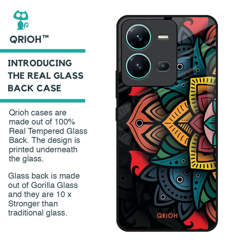 Retro Gorgeous Flower Glass Case for Vivo V25