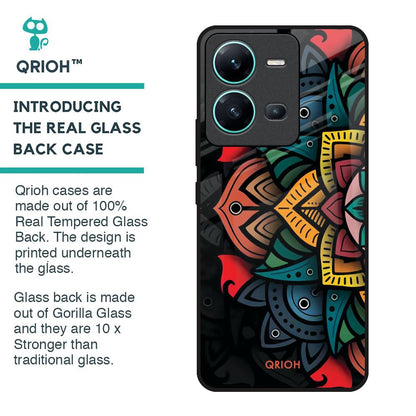 Retro Gorgeous Flower Glass Case for Vivo V25