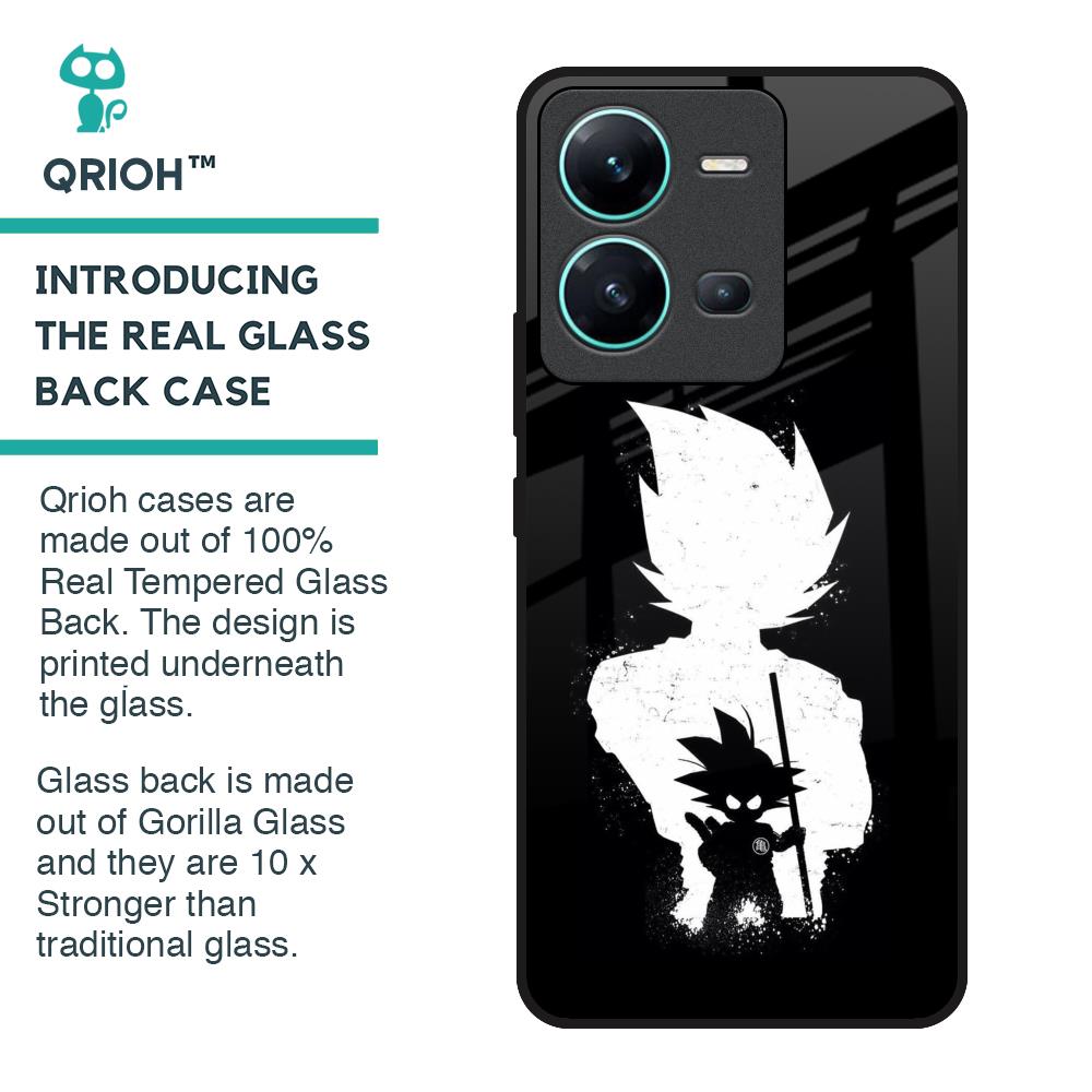 Monochrome Goku Glass Case for Vivo V25