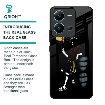 Luffy Line Art Glass Case for Vivo V25