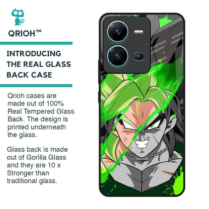 Anime Green Splash Glass Case for Vivo V25