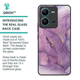 Purple Gold Marble Glass Case for Vivo V25